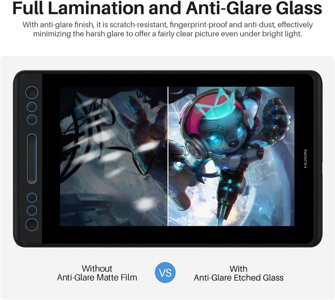 Huion Kamvas Pro 12 Grafiktablett mit Display, 11,6 Zoll Volllaminierter Zeichenmonitor, mit Batteri