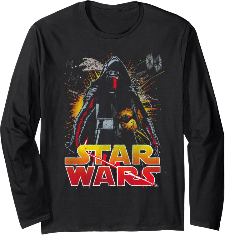 Star Wars The Force Awakens Kylo Ren Fighter Portrait Langarmshirt