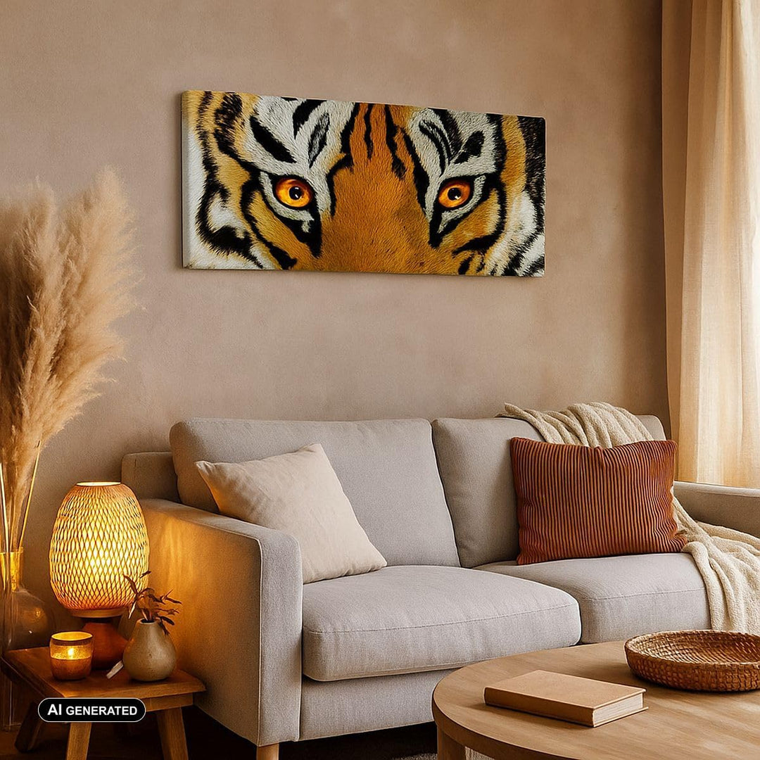 Wandbilder Dekoration Wohnzimmer Tiger Tiere Natur Safari Panorama Bilder auf Leinwand 120x50cm Lein
