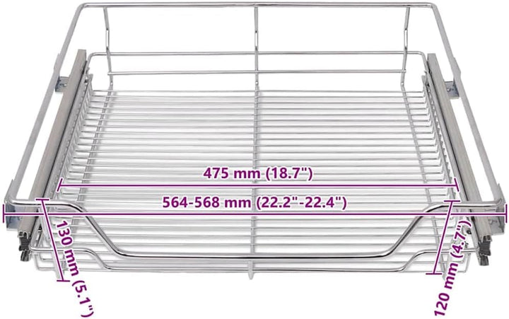 vidaXL 2X Einbauschublade 60cm Teleskopschublade Korbauszug Küchenschrank 600 mm, 600 mm