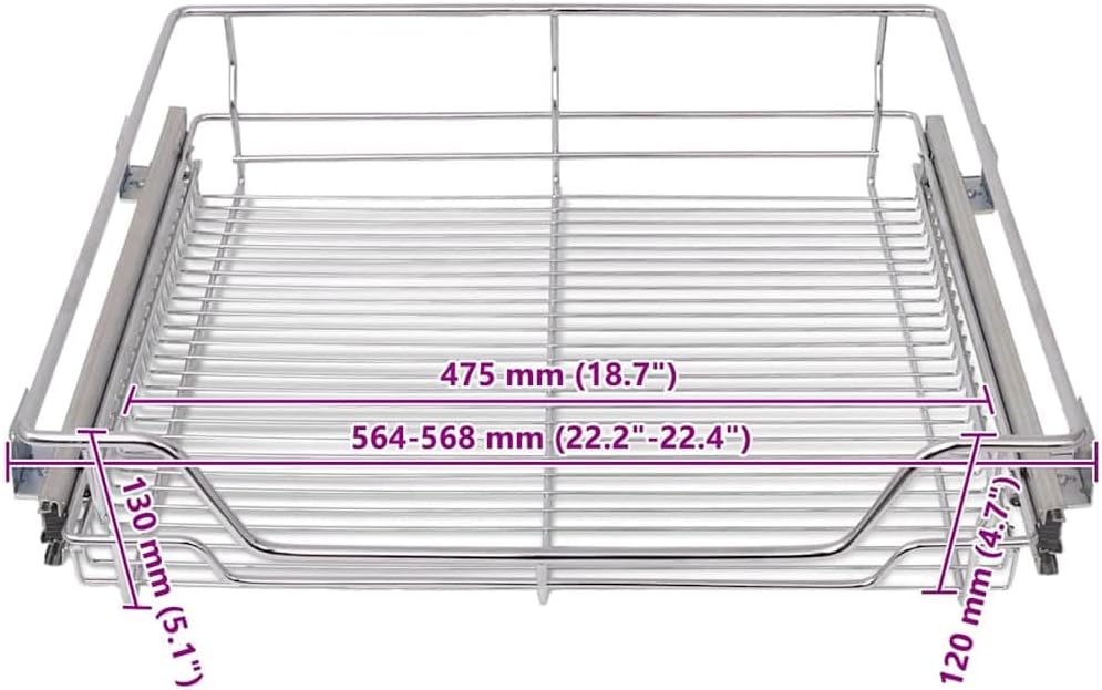 vidaXL 2X Einbauschublade 60cm Teleskopschublade Korbauszug Küchenschrank 600 mm, 600 mm