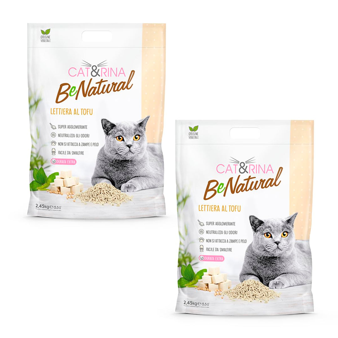 Cat&Rina Tofu Katzenstreu, 5,5 l, pflanzliches klumpendes Katzenstreu, bis zu 30 Tage Nutzung, Entso