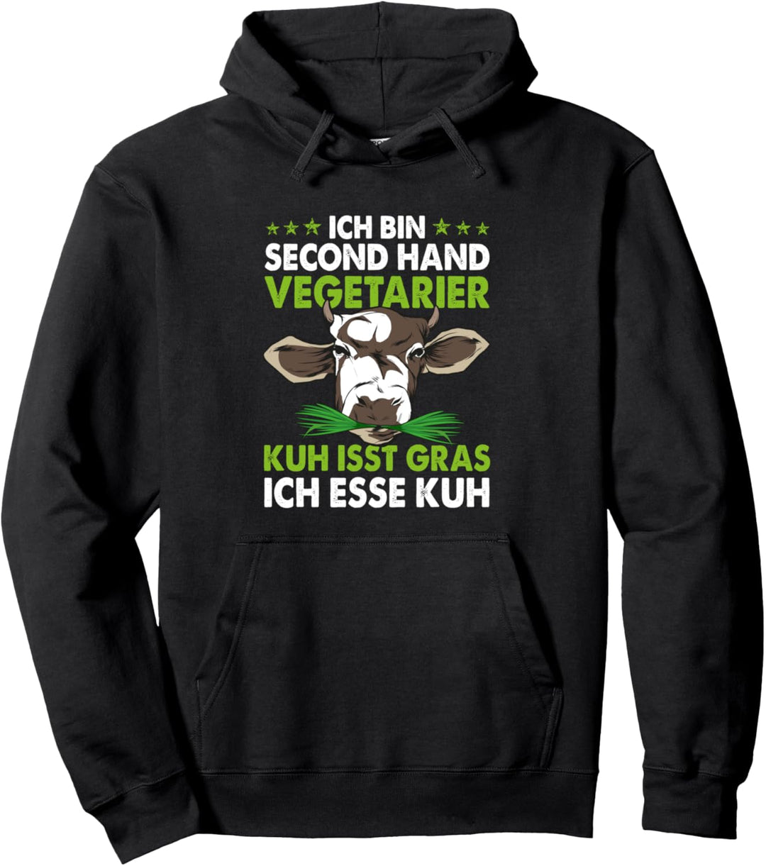 Ich bin Second Hand Vegetarier Anti Vegan Fleischesser Pullover Hoodie