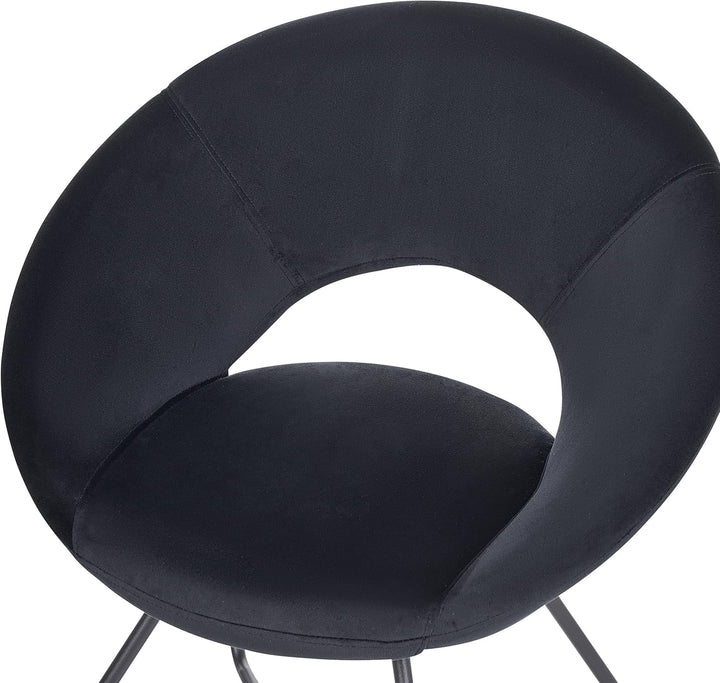 Sessel rund Samt schwarz mit Metallgestell Kufengestell Glamourös Retro Rachel