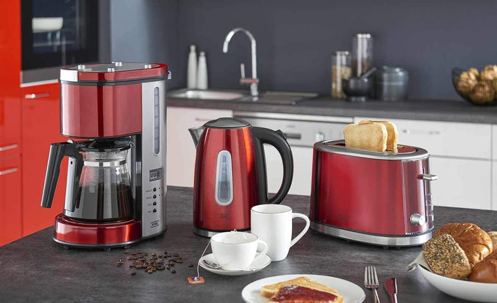 KHG Toaster TO-852 MRE | Toaster 2 Scheiben Rot 850 W | mit Brötchenaufsatz, 6 Röstgradstufen mit Br
