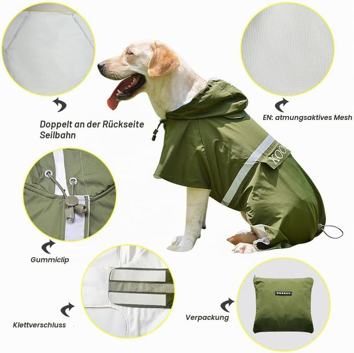Grosse Hunde Regenjacken Mit Kapuze,Hunde Regenmantel,Mit Reflektierenden Sicherheitsstreifen, Wasse