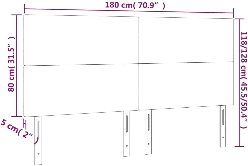 vidaXL Kopfteil 4 STK., Bettkopfteil mit Holzbeinen, Höhenverstellbar Polsterkopfteil für Bett, Bett