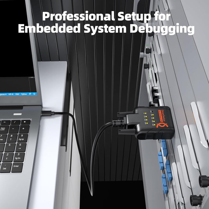 DriverGenius SerialGuardX Series | USB-C zu FTDI RS232 Seriell Adapter, 9 Datenüberwachungs-LEDs, ES