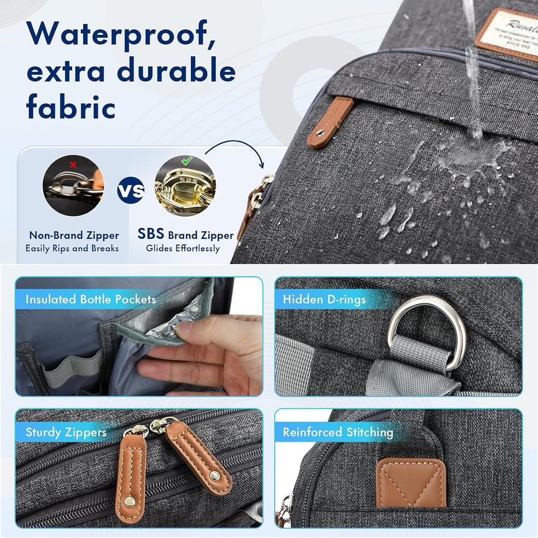 Dikaslon Wickeltasche Rucksack Grosser Wickelrucksack mit Multifunktions-Babytaschen und mobiler Wic