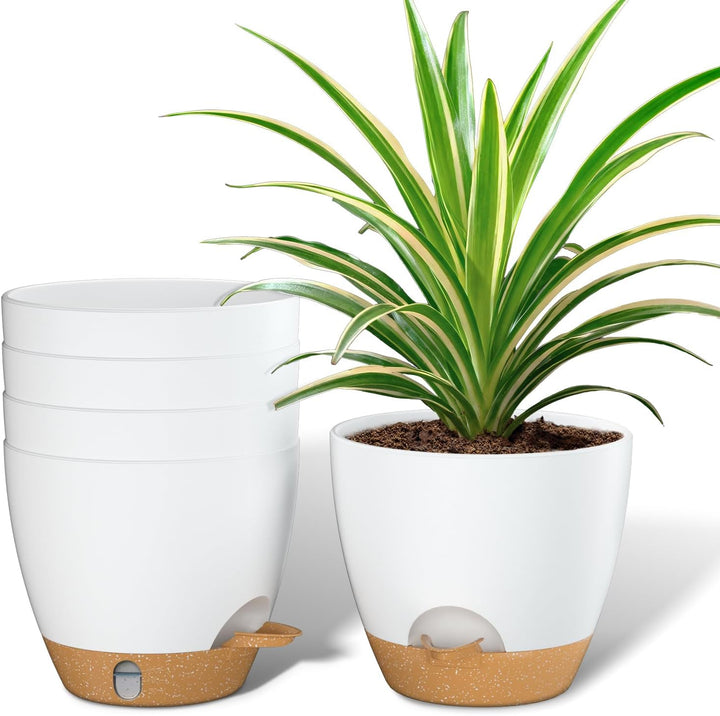 ZMTECH 15 cm Kunststoff-Pflanztöpfe mit Selbstbewässernde Pflanztöpfe mit Abflusslöchern und herausn