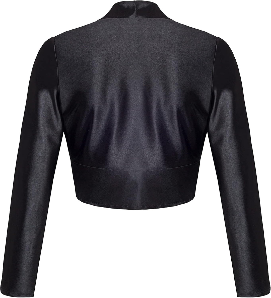 Damen Bolero Satin Festliche Schulterjacke Langarm 709 M Schwarz, M Schwarz