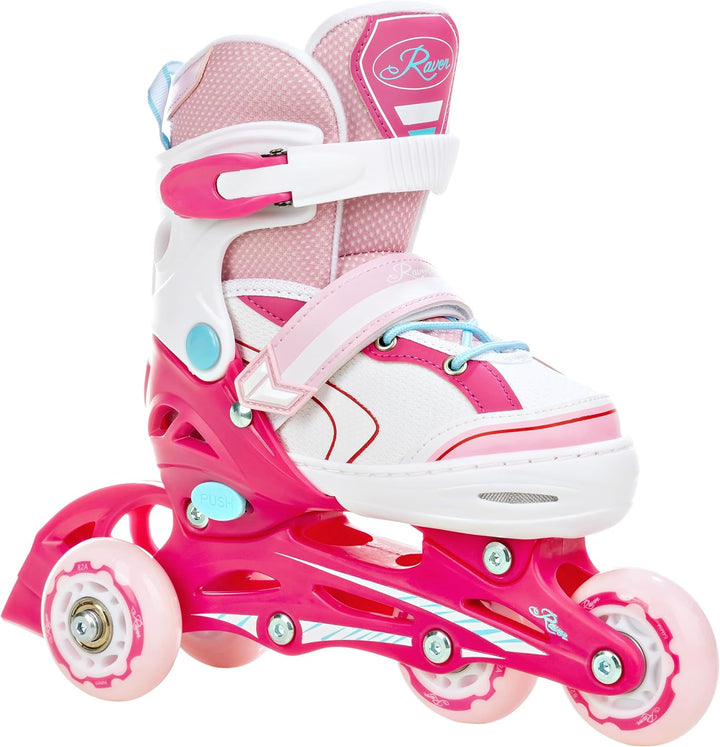 3in1 Inline Skates Inliner/Triskates/Rollschuhe Raven Lia/Loret verstellbar mit LED Leuchtrad 30-33