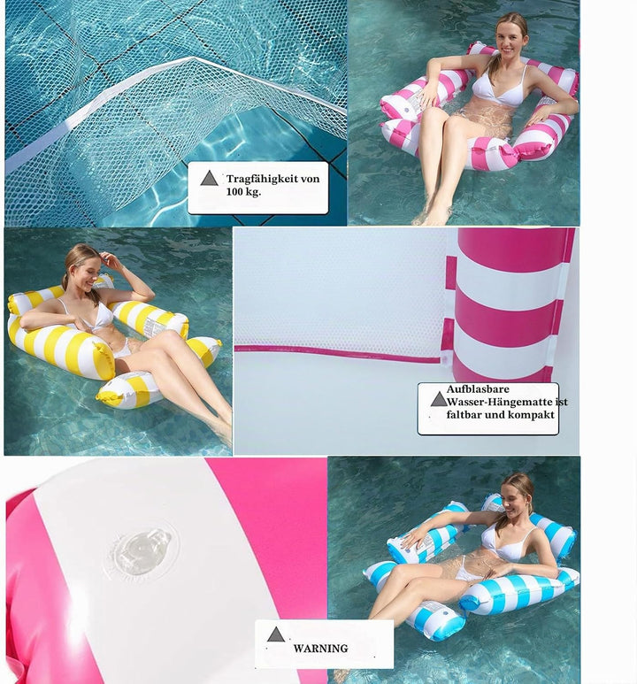 Aufblasbares Schwimmbett, Schwimmende Lounge, WasserHängematte, 4-in-1 Loungesessel Pool luftmatratz