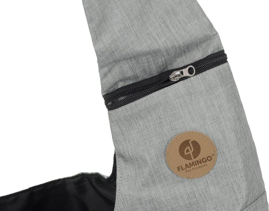 Hunderucksack - Bauchtrage Kanga Grau – 44x20x20cm – Polyester – Top-Öffnung – Abnehmbarer Boden – L