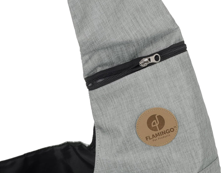 Hunderucksack - Bauchtrage Kanga Grau – 44x20x20cm – Polyester – Top-Öffnung – Abnehmbarer Boden – L
