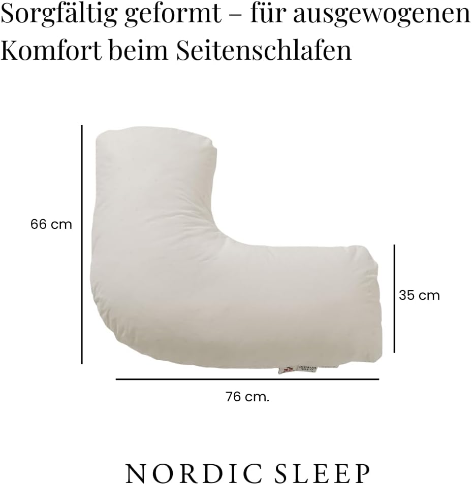 FOSSFLAKES Nordic Sleep by Seitenschläfer Kissen - Seitenschläferkissen für Komfort und Zusätzliche