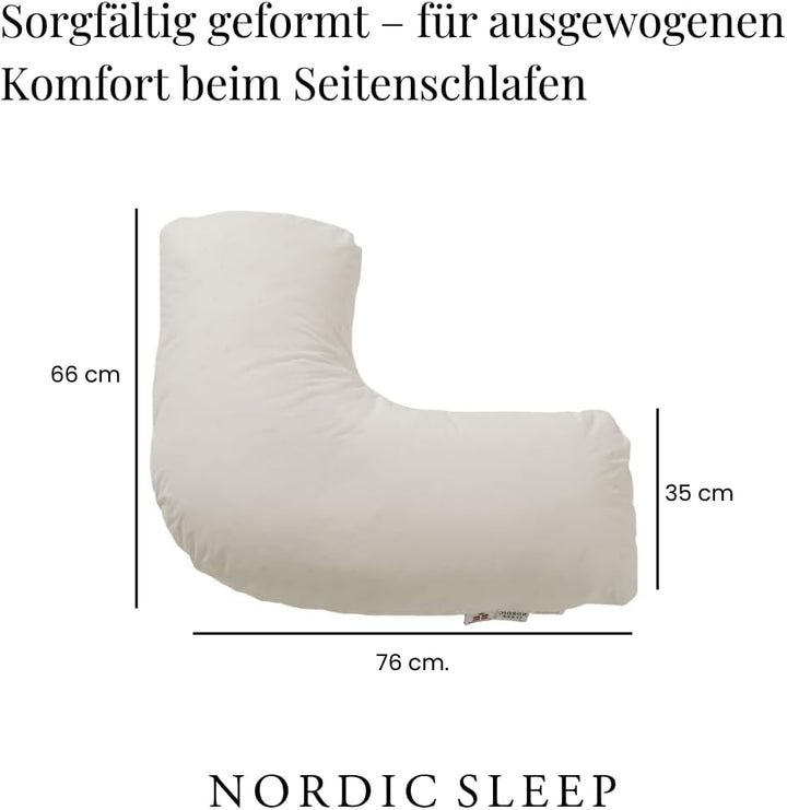 FOSSFLAKES Nordic Sleep by Seitenschläfer Kissen - Seitenschläferkissen für Komfort und Zusätzliche