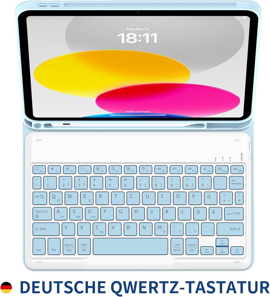 EasyAcc Tastatur Hülle Kompatibel mit iPad 10 Generation 10,9 Zoll 2022 mit Schutzfolie, [QWERTZ Deu