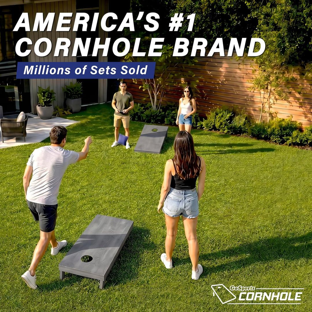 GoSports Cornhole-Set aus Holz, graue Oberfläche, inklusive Tragetasche