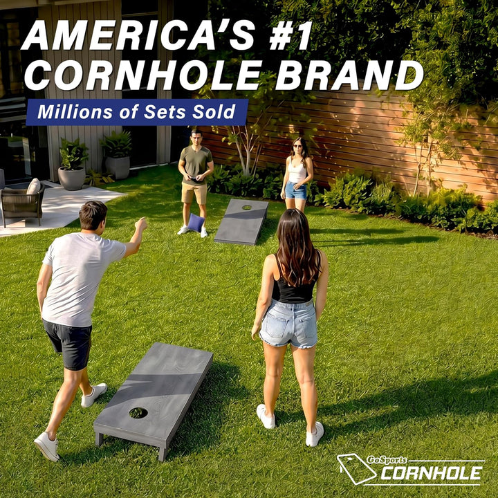 GoSports Cornhole-Set aus Holz, graue Oberfläche, inklusive Tragetasche