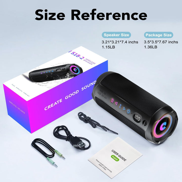 Bluetooth Lautsprecher mit Licht, Bluetooth 5.4 Musikbox,25W Dual Lautsprecher, LED Anzeige & 25 Std