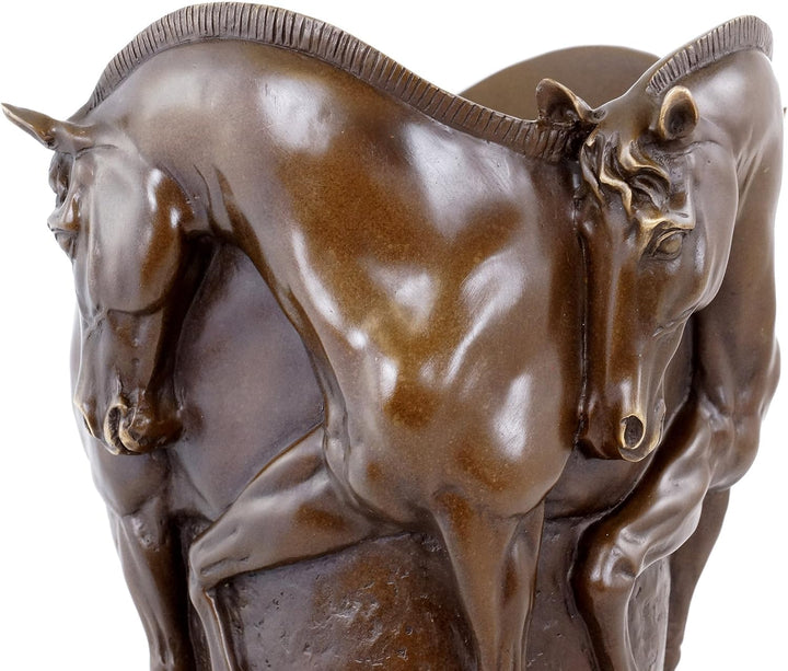 - Pferde Bronze Vase - Bronzevase - signiert Milo - Pferdevase - Pferdeskulptur - Tierfigur - Pferd