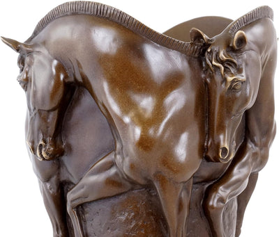- Pferde Bronze Vase - Bronzevase - signiert Milo - Pferdevase - Pferdeskulptur - Tierfigur - Pferd