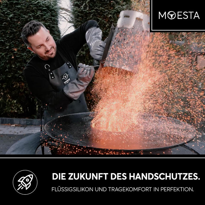 Moesta 19832 - HeatPro Gloves - Ofen- und Grillhandschuh aus Silikon - bis 250 Grad hitzebeständig,