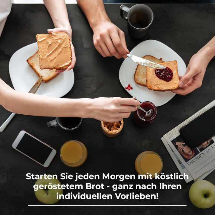 Posten Anker Toaster schwarz | 4 Scheiben | 1400 Watt | breite Schlitze | 7 Bräunungsstufen | Doppel