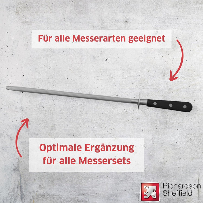 Richardson Sheffield V SABATIER Wetzstahl 8", Profi Messerschärfer Wetzstahl, Messerschleifer, Wetzs