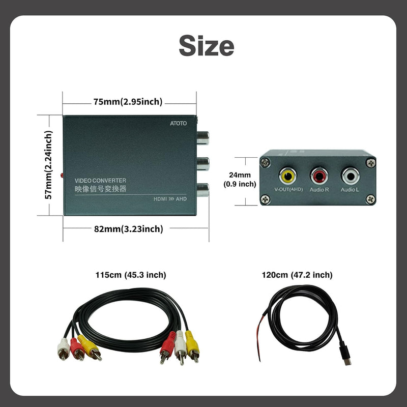 ATOTO AC-HAV50 Videoausgangsadapter - HDMI zu AHD Videokonverter- Für alle ATOTO Autoradios (Nicht k