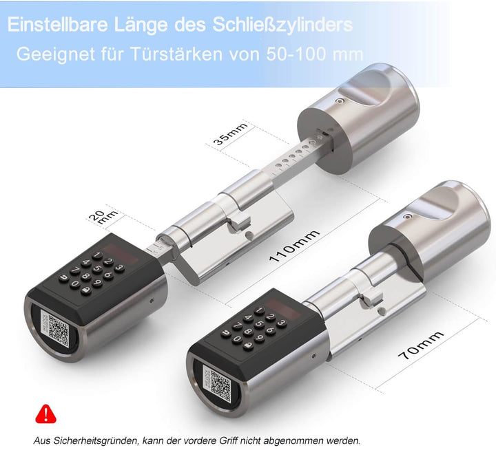 RUILON Smart Elektronisches Türschloss mit Zahlencode,Elektrisch Codeschloss Schliesszylnder, Blueto