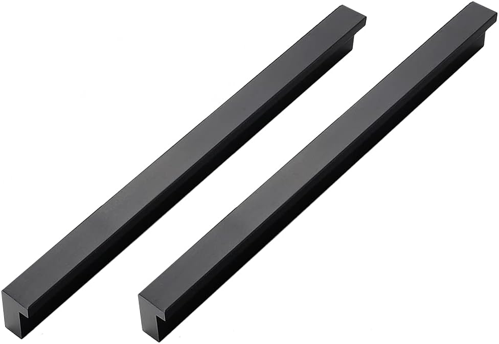 Qrity 2 Stück Schrankgriff Schwarz Aluminiumlegierung Möbelgriff Stangengriff Bohrlochabstand 288 mm