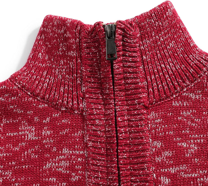 Superora Herren Strickpullover Crewneck Zipper Winterpullover Pullover M Rot, M Rot