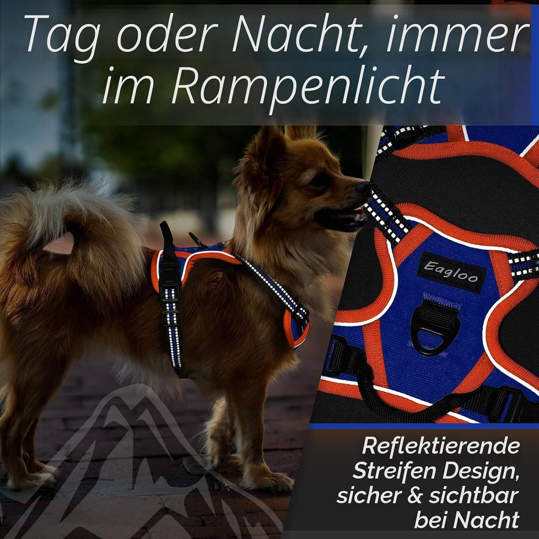 Eagloo Hundegeschirr Kleine Hunde, Anti Zug Hundegeschirr mit Reflexstreifen und Kontrolle, Verstell