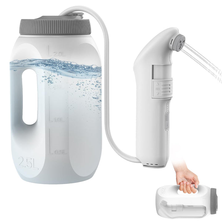 Tragbares Bidet-Sprühgerät Set mit 2,5L Wassertank Reise Bidet Mobiles Handbrause mit Wasserspeicher
