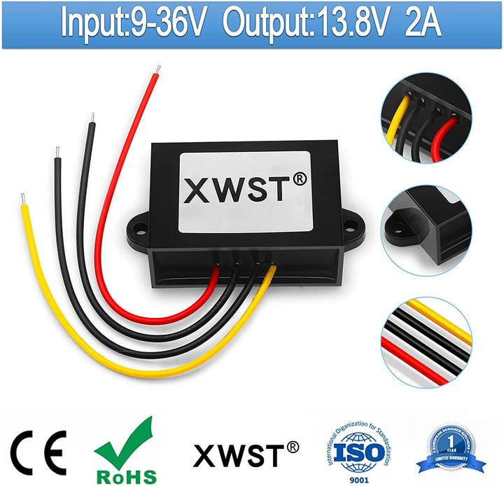 DC DC 9-36V(12V 24V) zu DC 13.8V Step Up Step Down Converter Spannungswandler 2A 27.6W Auto Netzteil