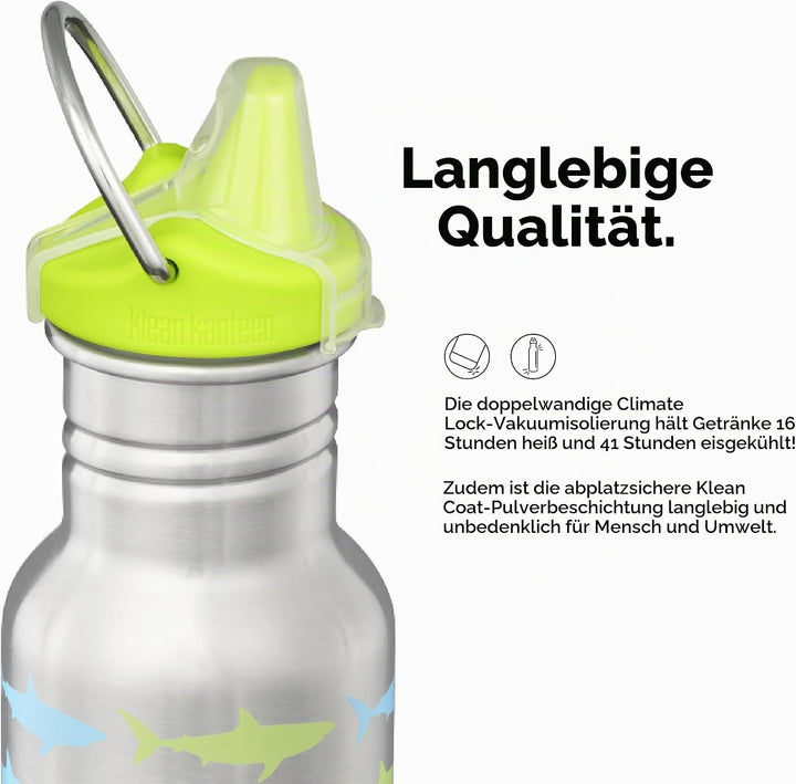 Klean Kanteen Kid Kanteen Classic mit Sippy Cap Haie, Haie