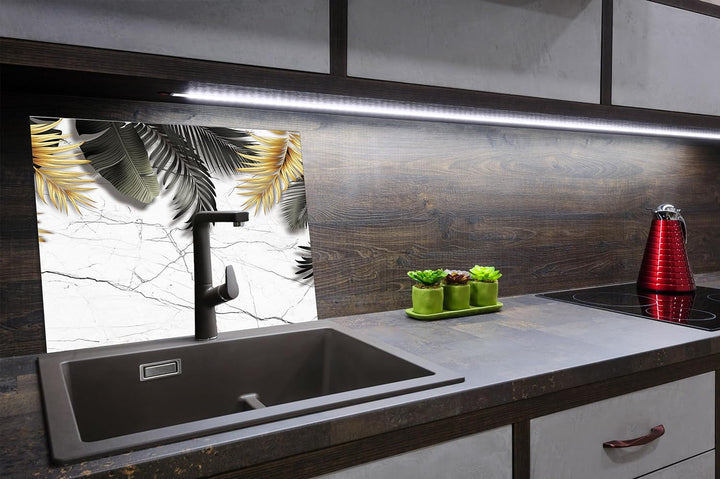 SmartDecoration Herdabdeckplatte Ceranfeldabdeckung aus Glas 60x52 cm Einteilig Motiv "Marmor" Weiss