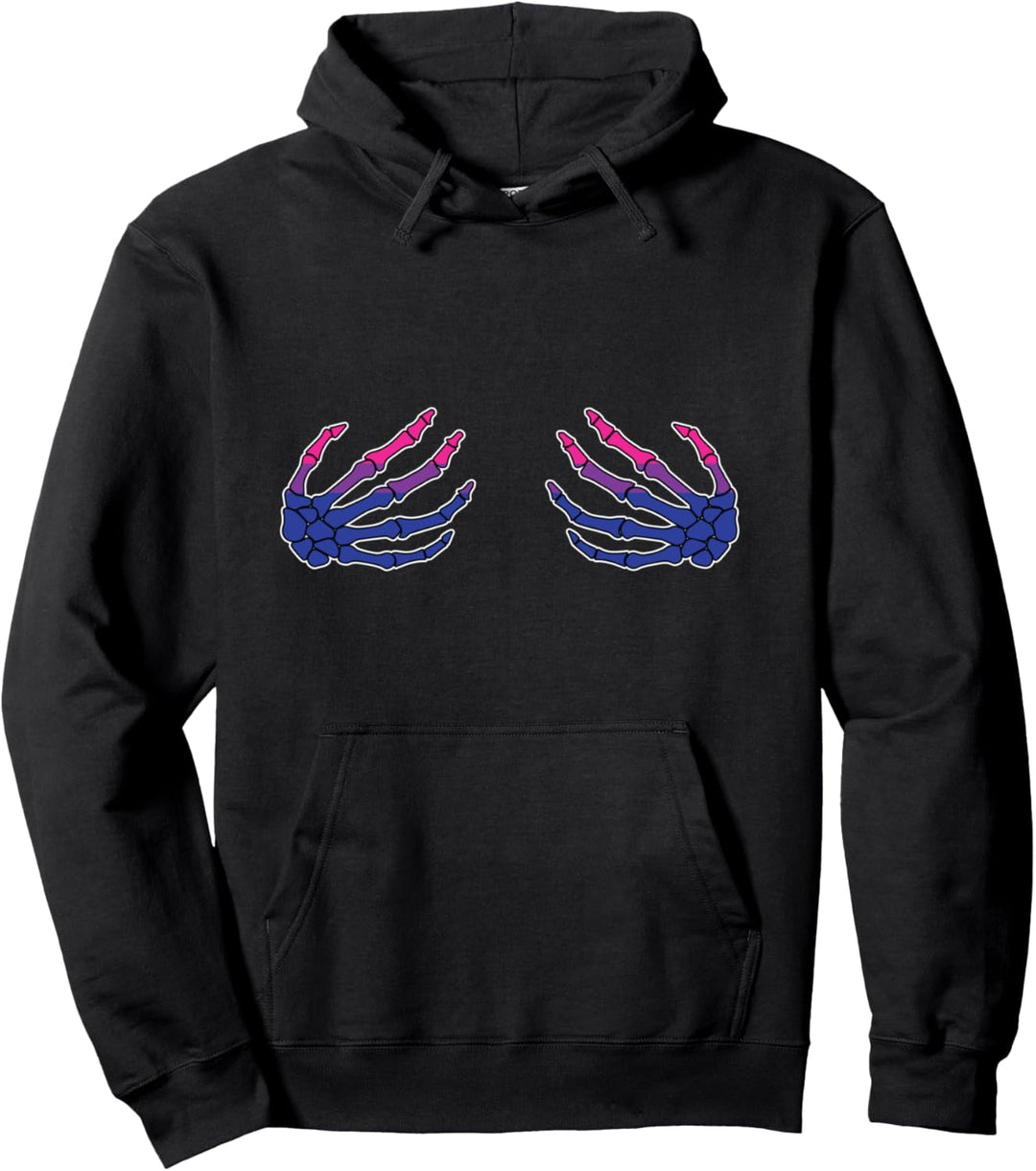 Skeleton Hands Bisexual Pride Funny Bones Skull LGBTQ Ally Pullover Hoodie