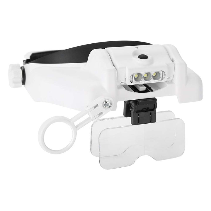 Dioche Lupenbrille mit Licht,USB-Aufladung 3 LED-Leuchten Headset Lupe Schmuckuhren Kopfbandlupe Sti