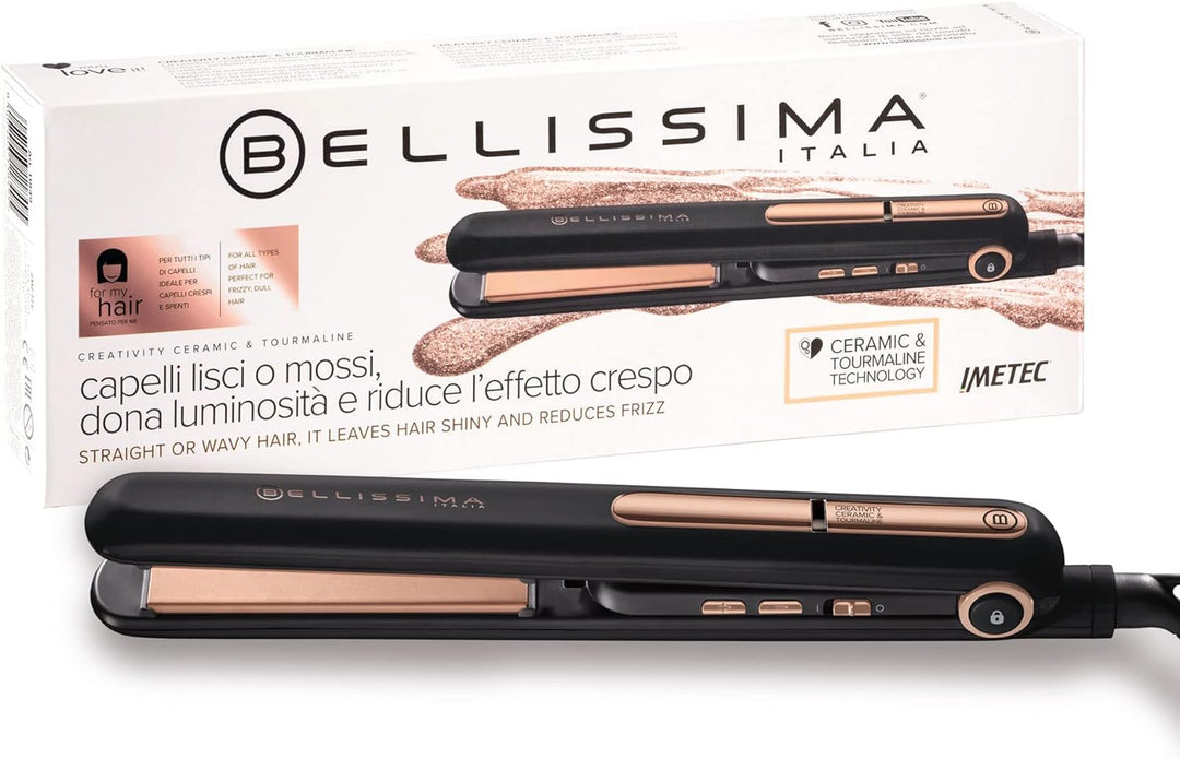Bellissima Creativity Ceramic & Turmaline, Haarglätter, glattes oder gewelltes Styling, Keramik- und