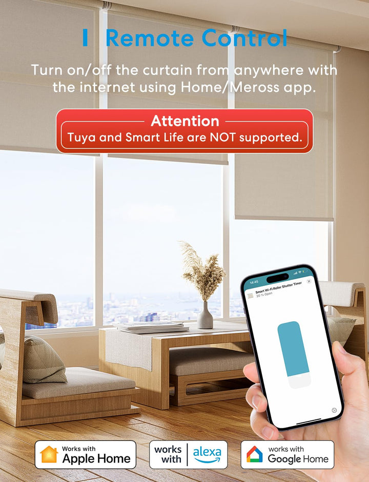 meross WLAN Rolladenschalter funktioniert mit Homekit, Alexa Rolladen, Smart Jalousien Schalter benö