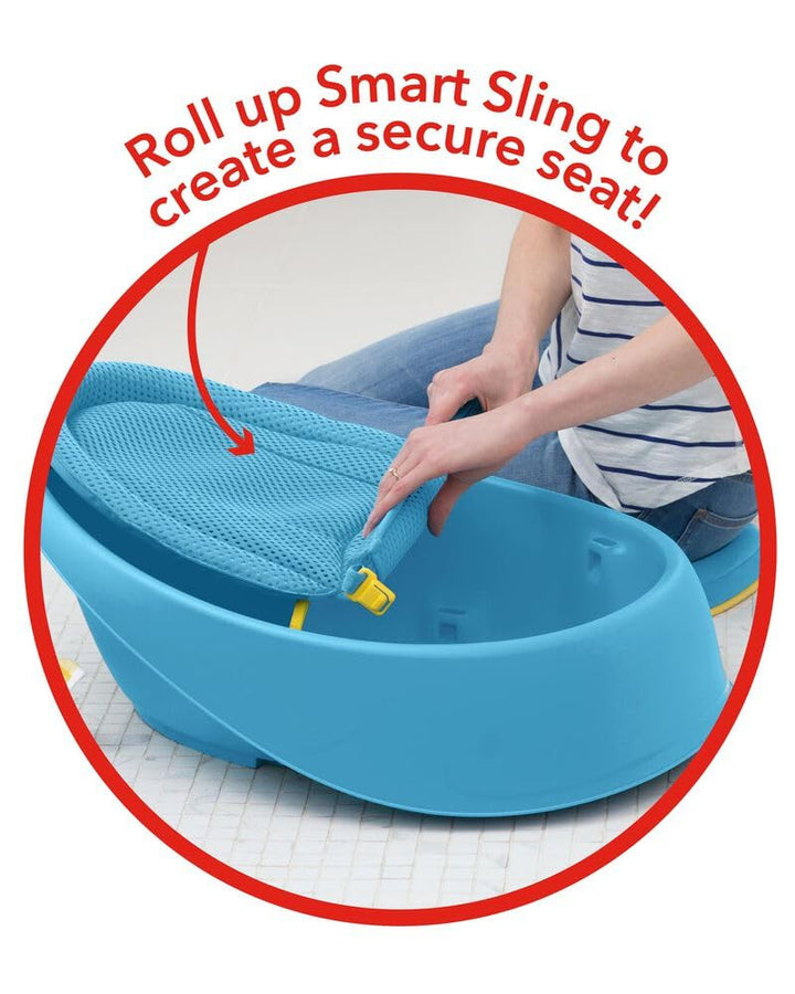 Skip Hop Moby Babybadewanne 3-in-1 mit Smart Sling – Neugeborenen- & Kleinkind-Badewanne 0–11kg – An