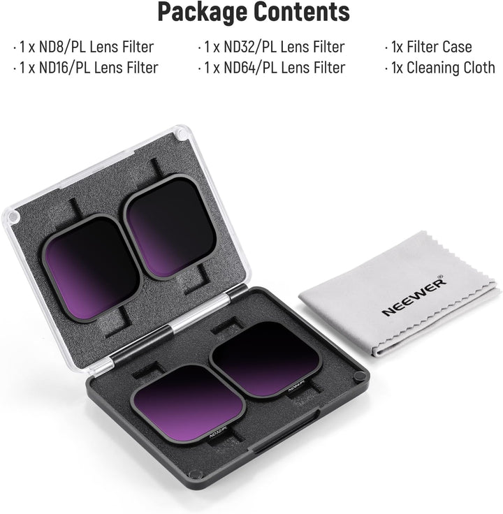 NEEWER ND/PL Filter Set kompatibel mit Insta360 ACE PRO, 4er Pack ND8/PL ND16/PL ND32/PL ND64/PL Act