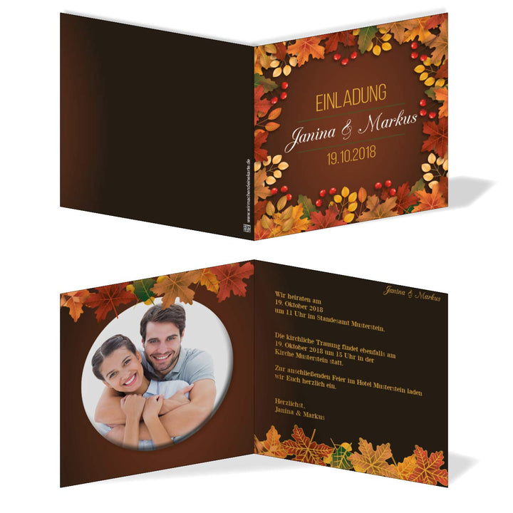 Einladungskarten Hochzeit Hochzeitskarten mit Druck - Herbsthochzeit 50, 50