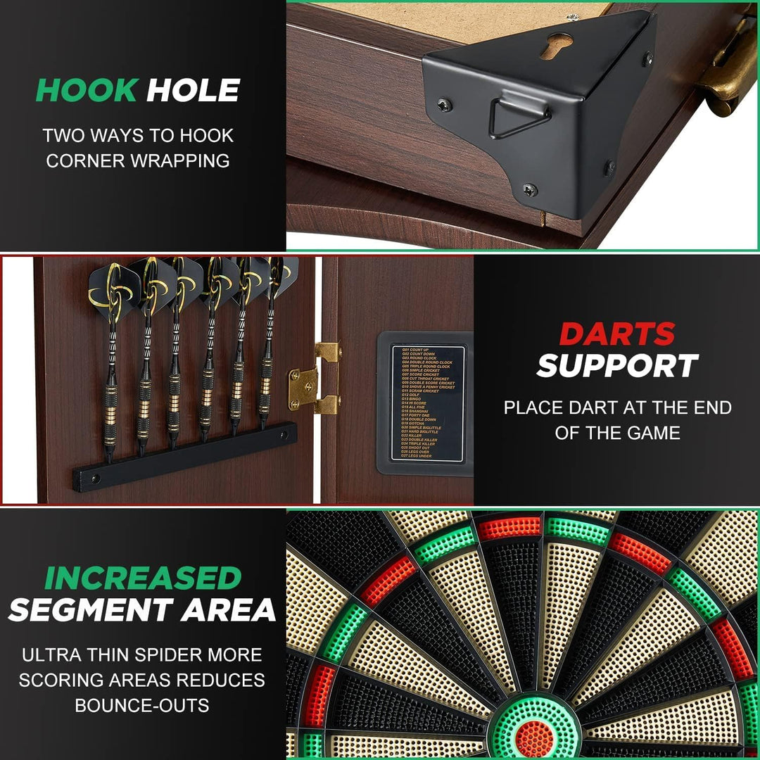 Brovamo Dartscheibe, Dekoratives Dartscheiben-Schrank-Set [12*Soft Tip Darts], Elektronische Dartsch