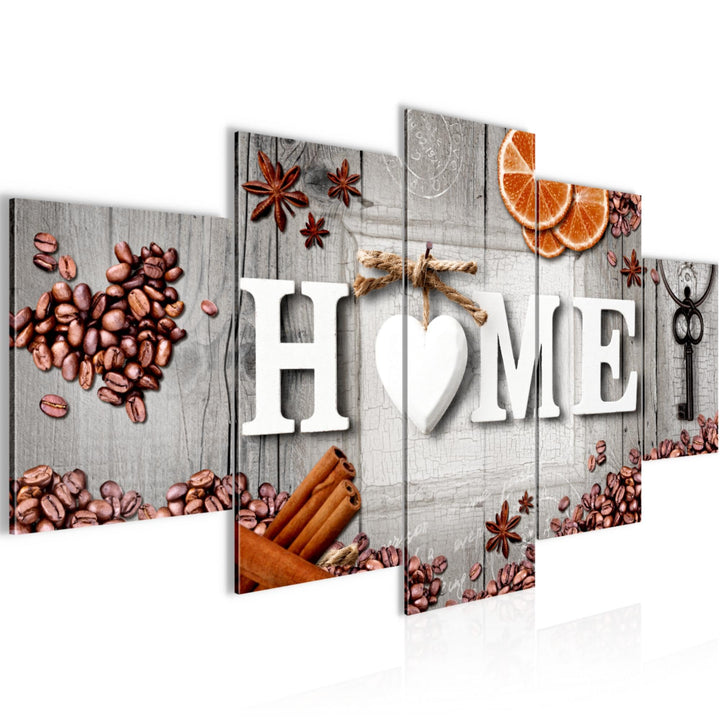 Runa Art Wandbilder Home Küche 5 Teilig Bild auf Vlies Leinwand Deko Esszimmer Küchenbilder Vintage