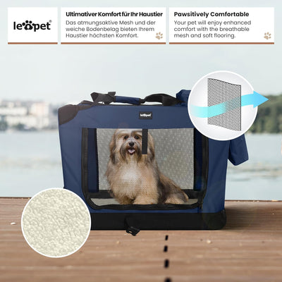 Leopet® Hundebox - Faltbar, Grosse/Kleine Hunde, Stoff, mit Napf, für Zuhause, Auto - Transportbox,