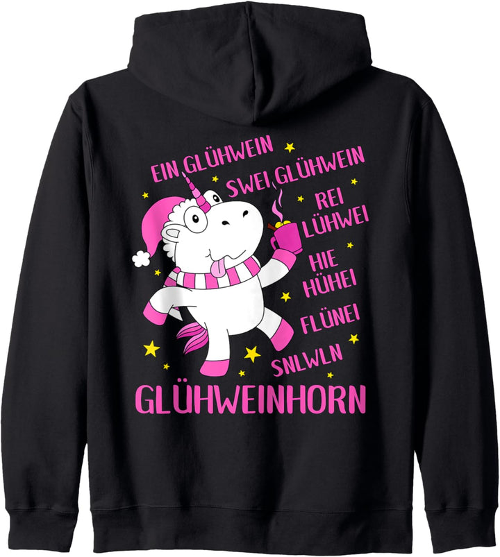 Glühwein Einhorn Weihnachtsfeier Party Sprüche Glühweinhorn Kapuzenjacke